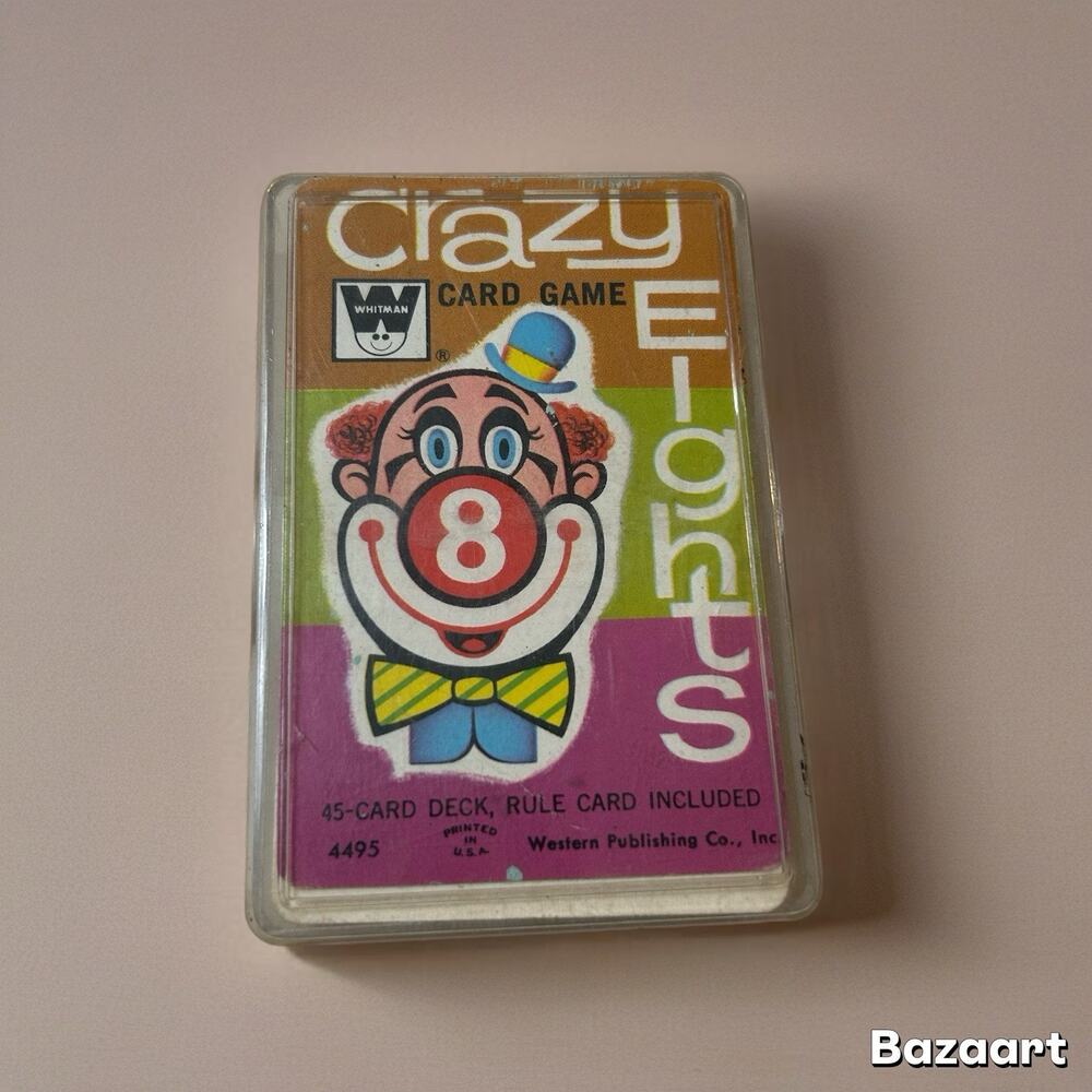 Vintage 1951 Whitman Publishing CRAZY EIGHTS Card Game w/Plastic Case
